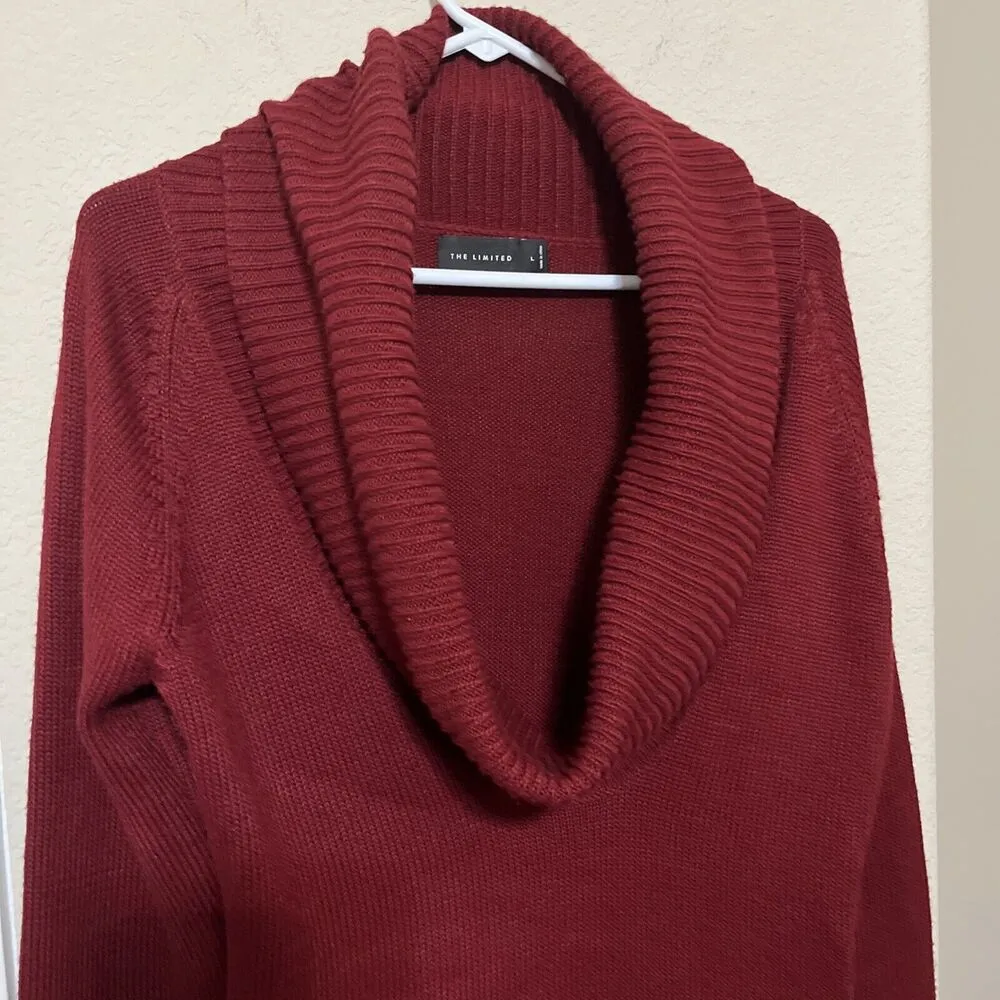 The Limited Sweater Womens Large Red Cowl Neck Long Sleeve Knit Wool Blend - Image 2