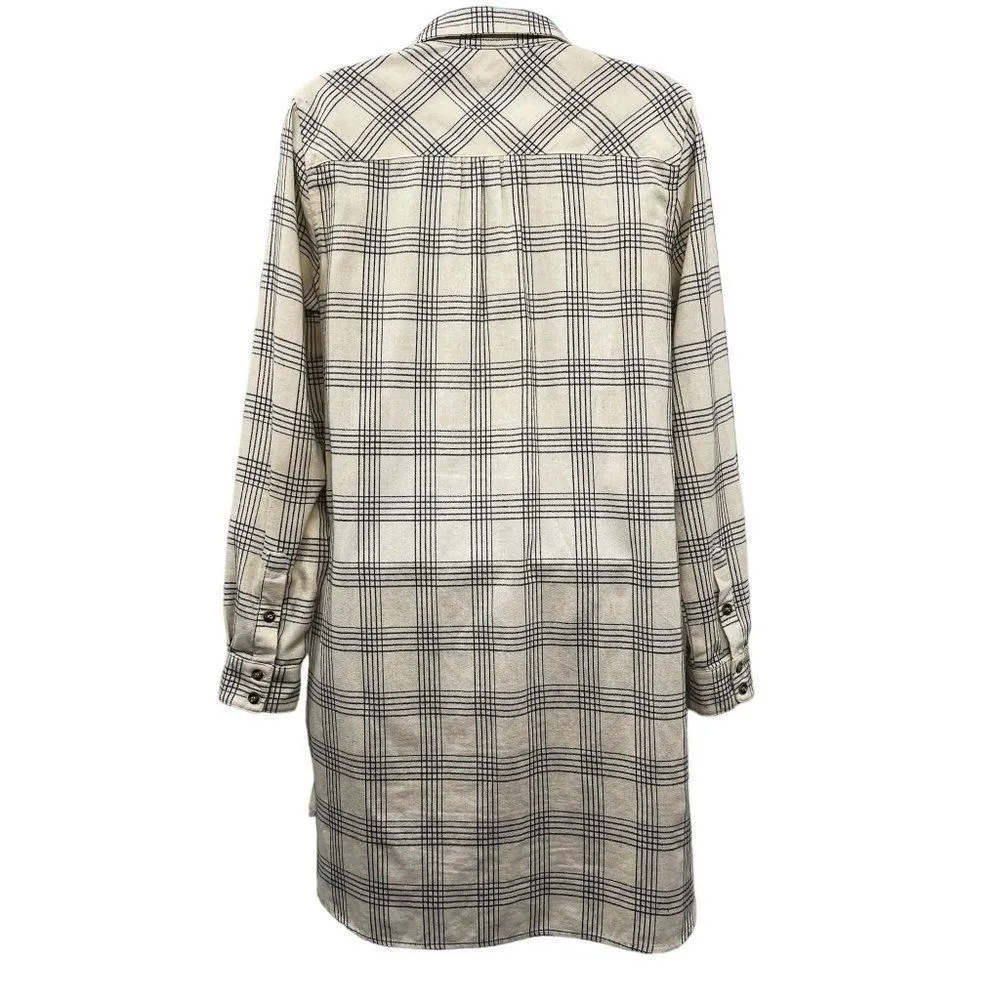 Entro Oversized Plaid Print Long Sleeve Shirt Dress Button Front Chest Pocket - Image 27