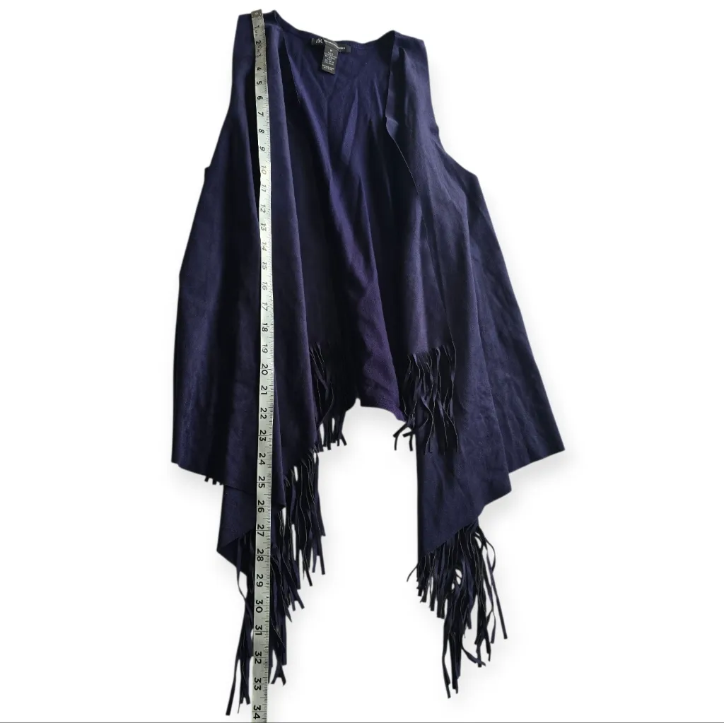Stylish navy blue vest with fringe detailing. Perfect for layering. Size M‎ Size M - Image 9