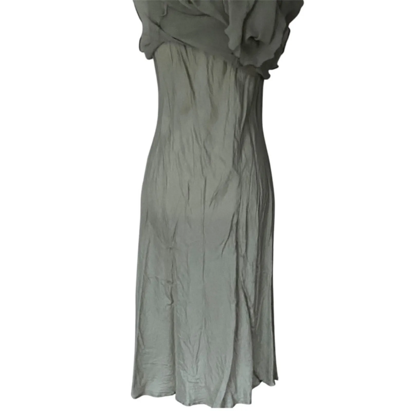 Vintage Large Dress Y2K Set XL Cardigan Silk 90s Slipdress Boho Cottage Fairy Green - Image 15