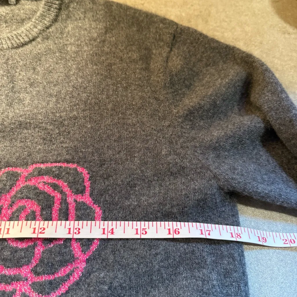 HANNAH ROSE Cashmere Floral sweater Knit Women XS X - Image 6