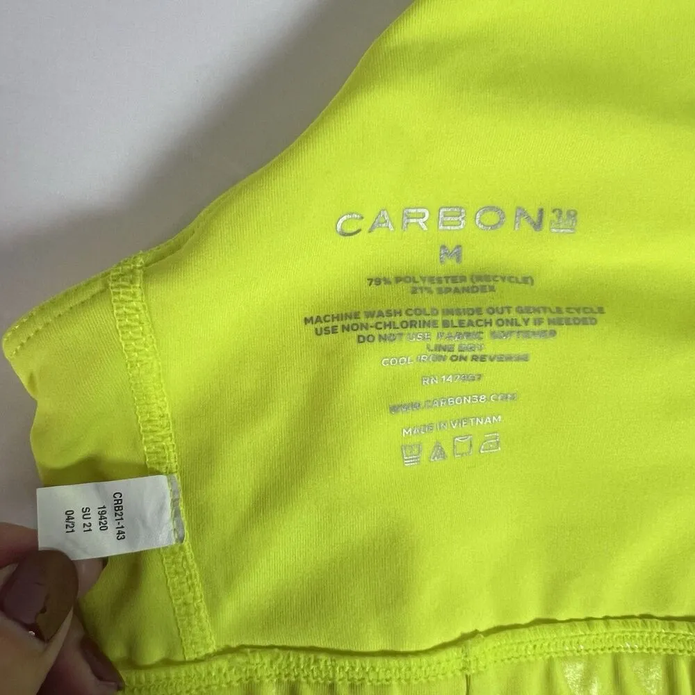 Carbon38 Action Bra 2.0 In  Neon Yellow Leopard Takara Shine Women’s Size M - Image 6