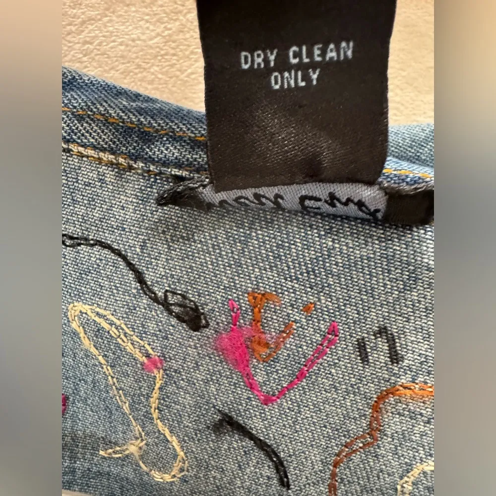 Vintage West End All Over Embroider Denim Shirt/Jacket With Pockets-Large - Image 12