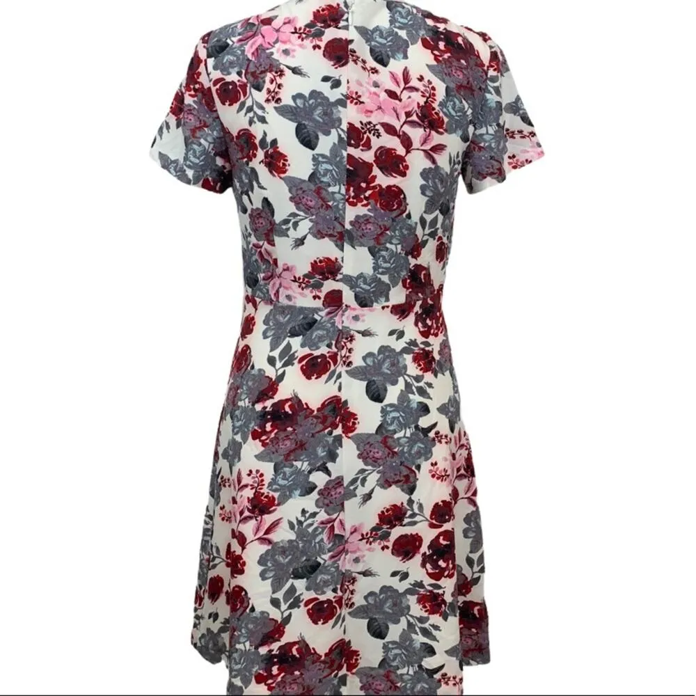 Kensie NEW Women's A Line Short Sleeves Dress Pink Gray Floral NWT Size Small S - Image 10
