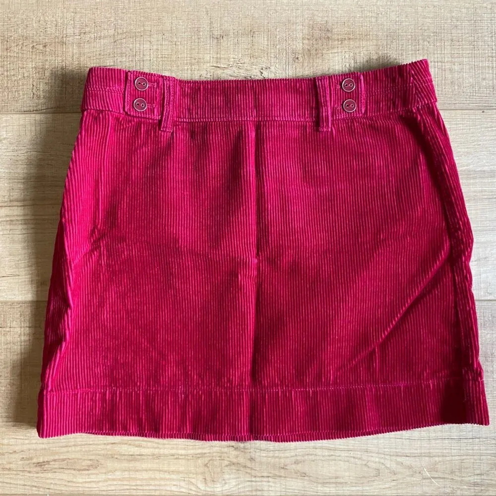 Loft Cherry Red Size 6 100% Cotton Mini Skirt Fitted - Image 3