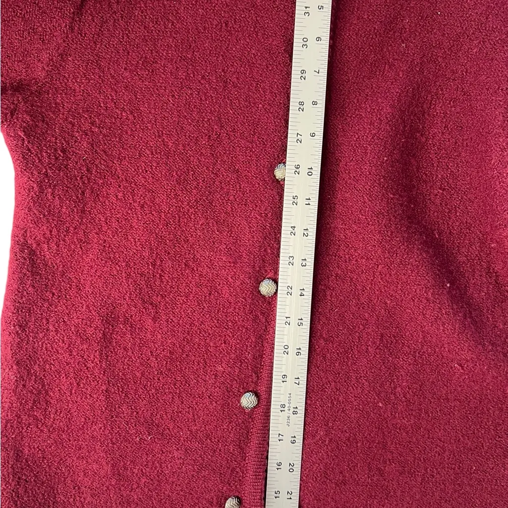 Vintage Sag Harbor L Burgundy Long Sleeve Cardigan Sweater 100% Wool Grandma Red Size L - Image 11