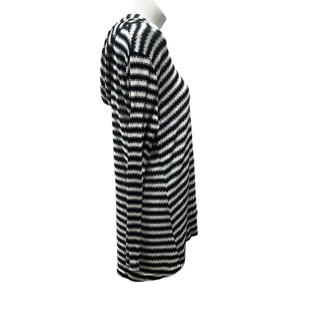 La Blanca Women's Hooded Striped Sweater Tunic V-Neck Long Sleeve Size M - Image 4