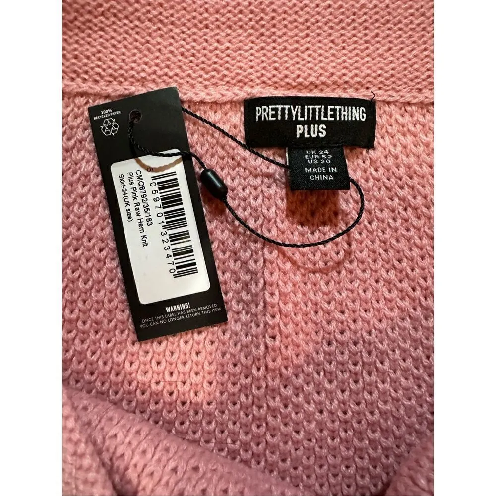 Prettylittlething Plus Pink Raw Hem Knit skirt sz 20 NWT - Image 6