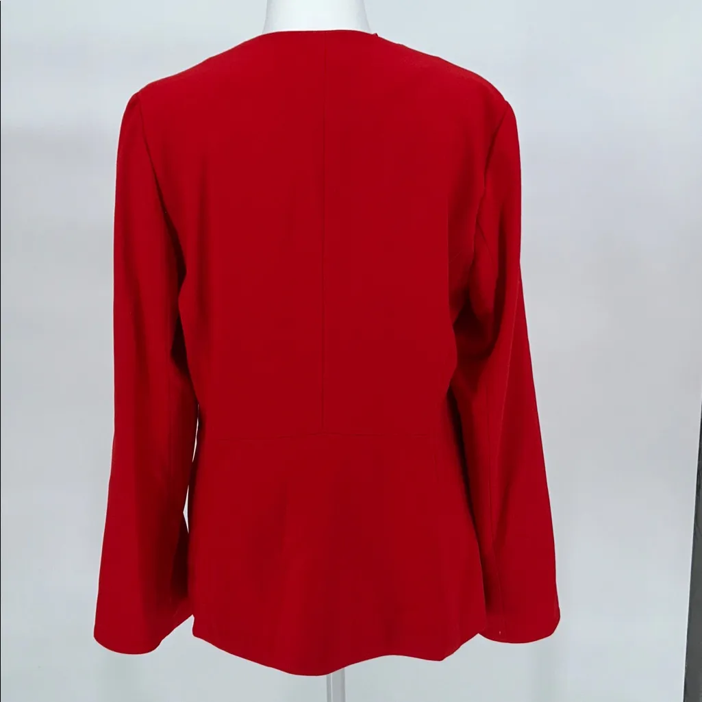 Adrienne Vittadini/Sandro Red Open-Front Blazer (Size Medium) - Image 6