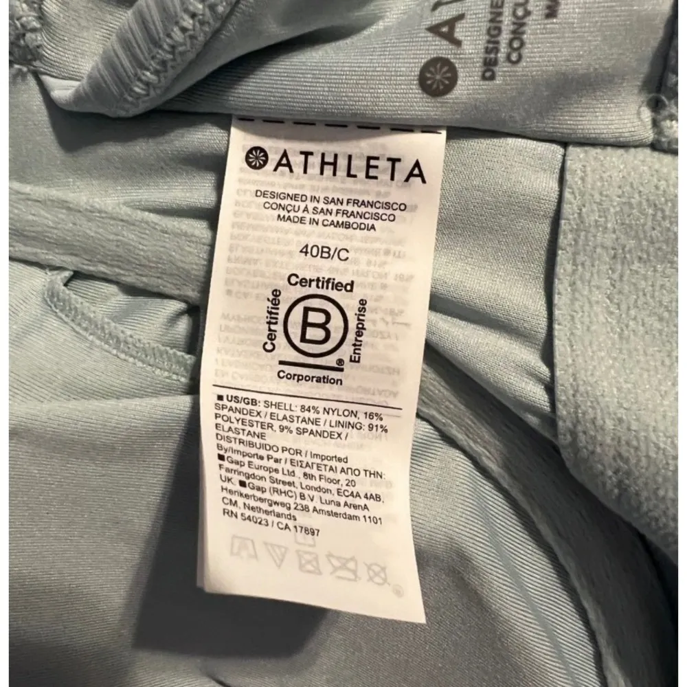 Athleta Ribbed Athletic Tank Top 40B/C Light Blue w/ Built-In Bra - Image 4