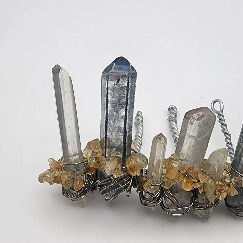 Aurora Borealis Coated Quartz & Citrine Crown Orange - Image 2