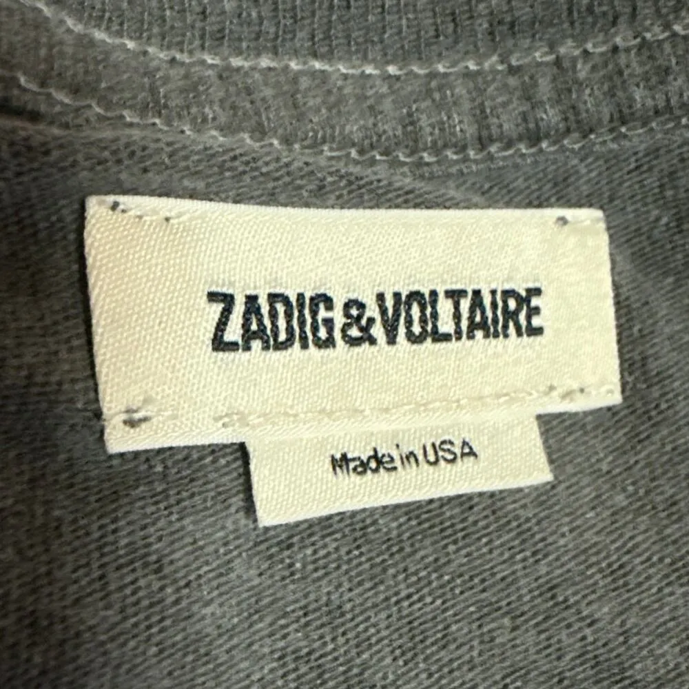 Zadig & Voltaire Alys Rock n Roll Strass Black Studded Rhinestone T-Shirt Top M - Image 4