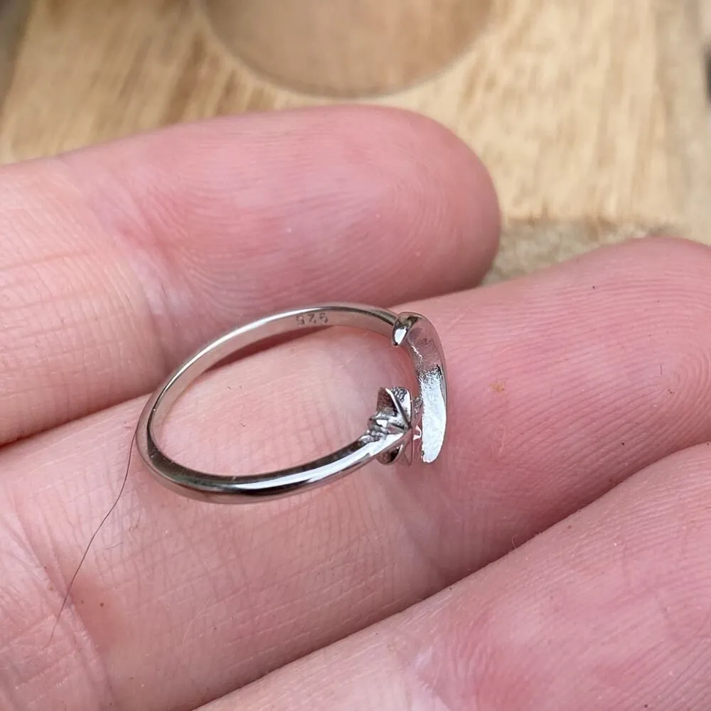 Moon and Star Sterling Silver Toe Ring/adjustable/dainty - Image 4