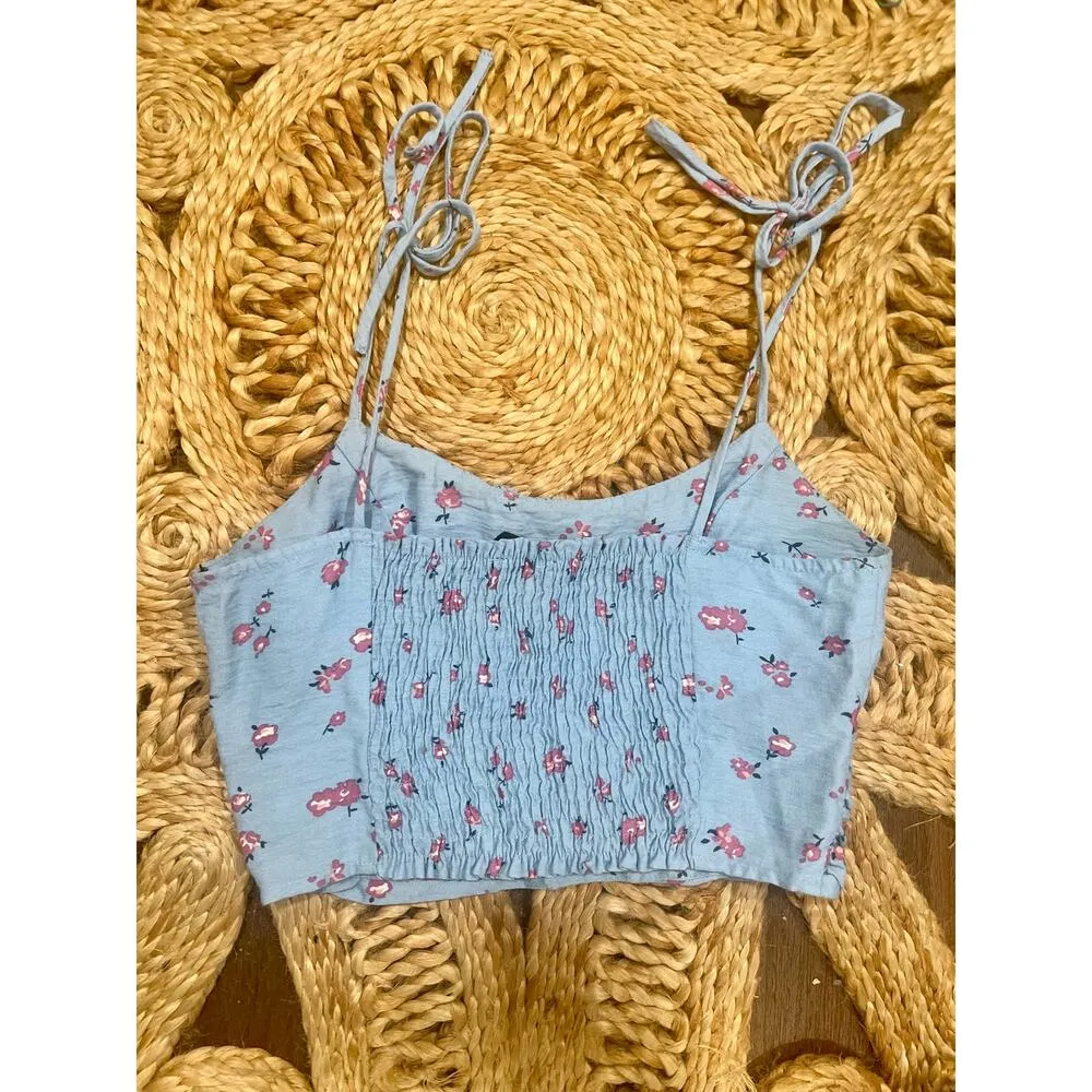 Women’s Shabby Chic Cottage Core Cropped Floral Rushed Romantic top Small - Image 5