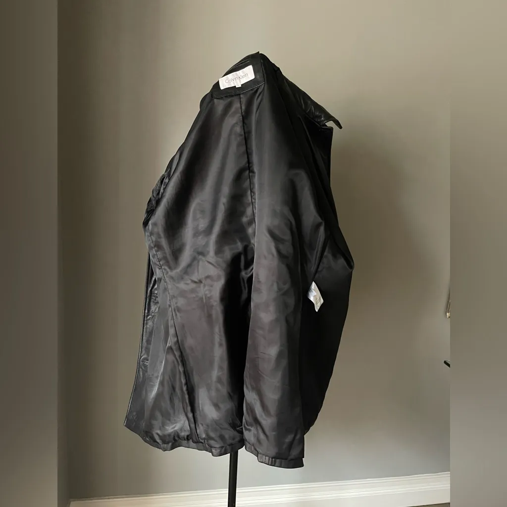 Calvin Klein Black Leather Women's Jacket Size M - Image 8