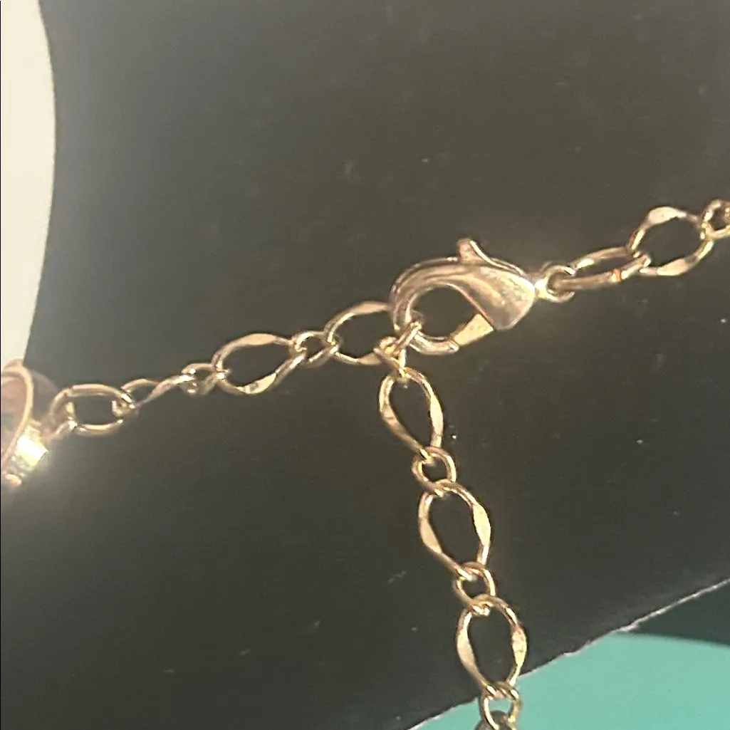 Double Strand Gold and Blush Pink Faceted Bezel Set Crystal Statement Necklace - Image 4