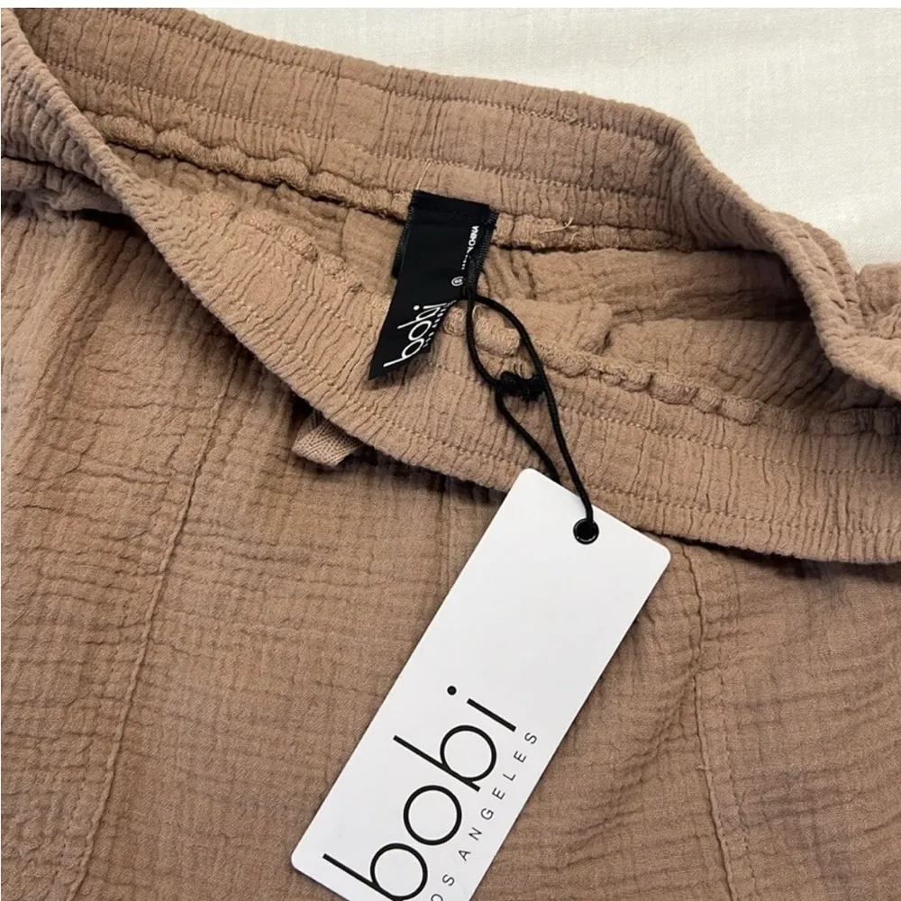 Bobi  Beach Gauze Drawstring Pocket Shorts in Java Small NWT - Image 5