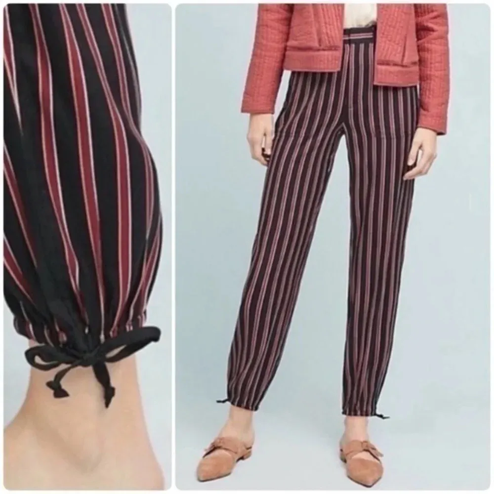 Anthropologie • Black Red Striped Jogger Pants - Image 2