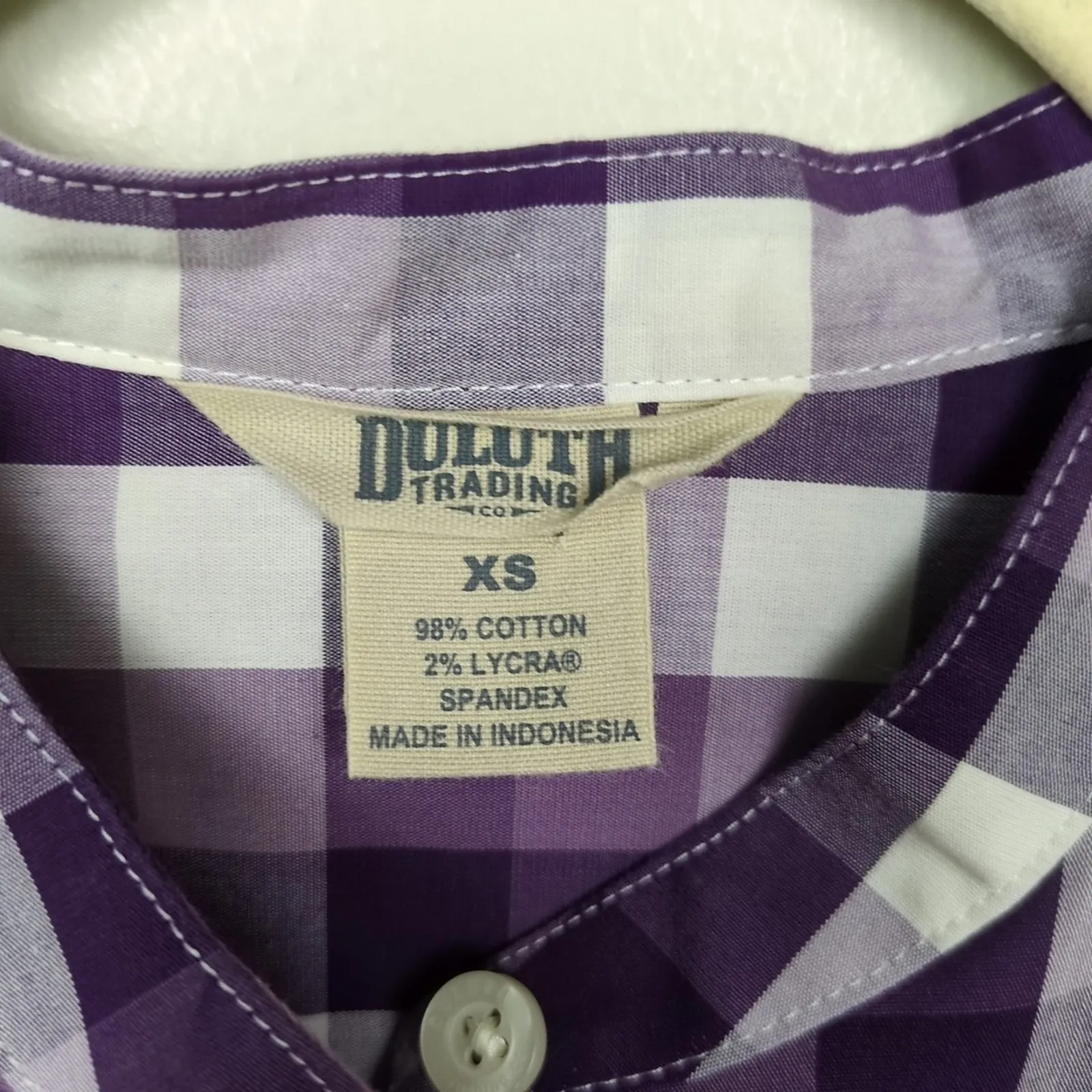 DULUTH TRADING CO Purple Plaid Wrinklefighter Tunic 3/4 Sleeve Women's XS - Image 3