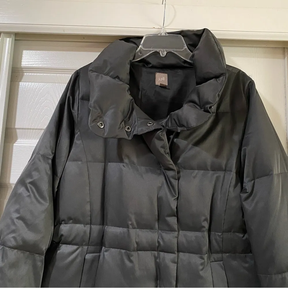 J. Jill Women's Down Medium Black Puffer Winter Coat - Image 3