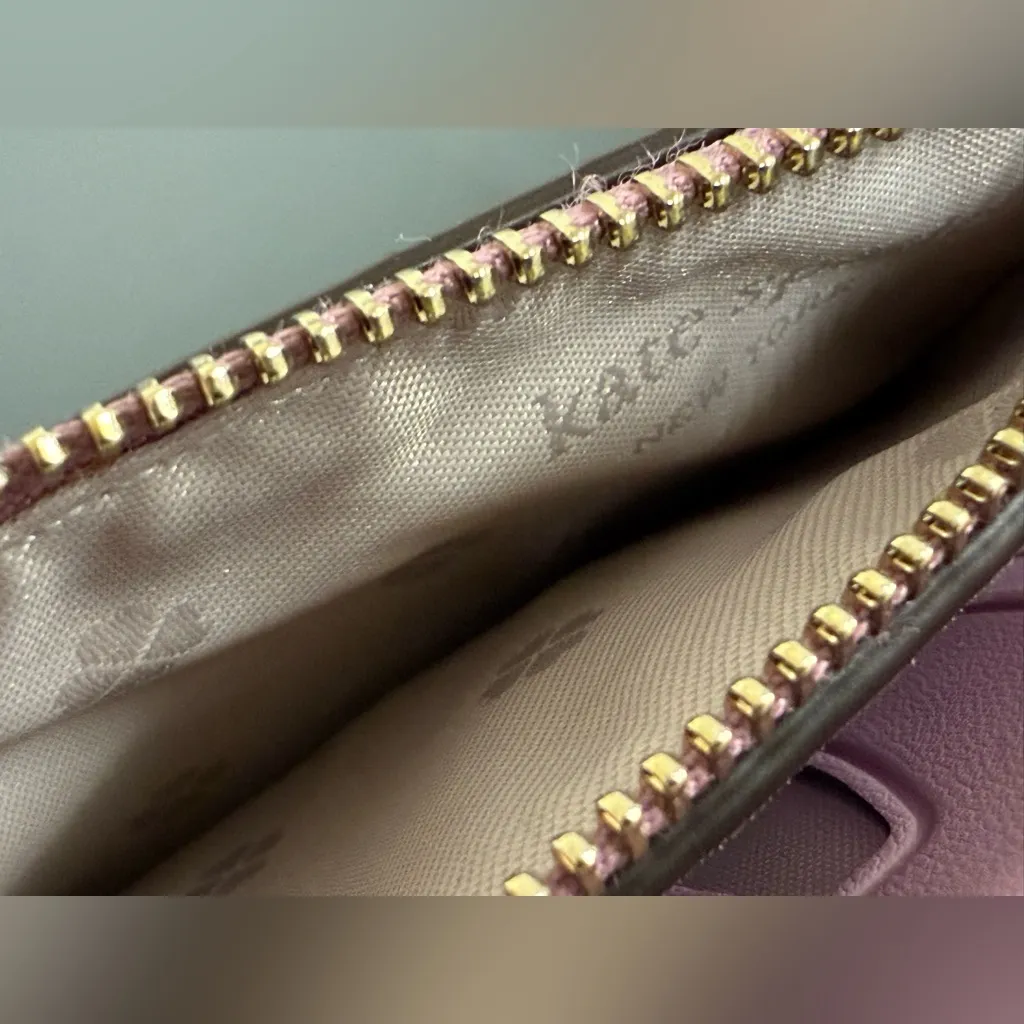 Kate Spade Burgess Court Small Slim Bifold Wallet Glitter Lilac Pink Purple - Image 5