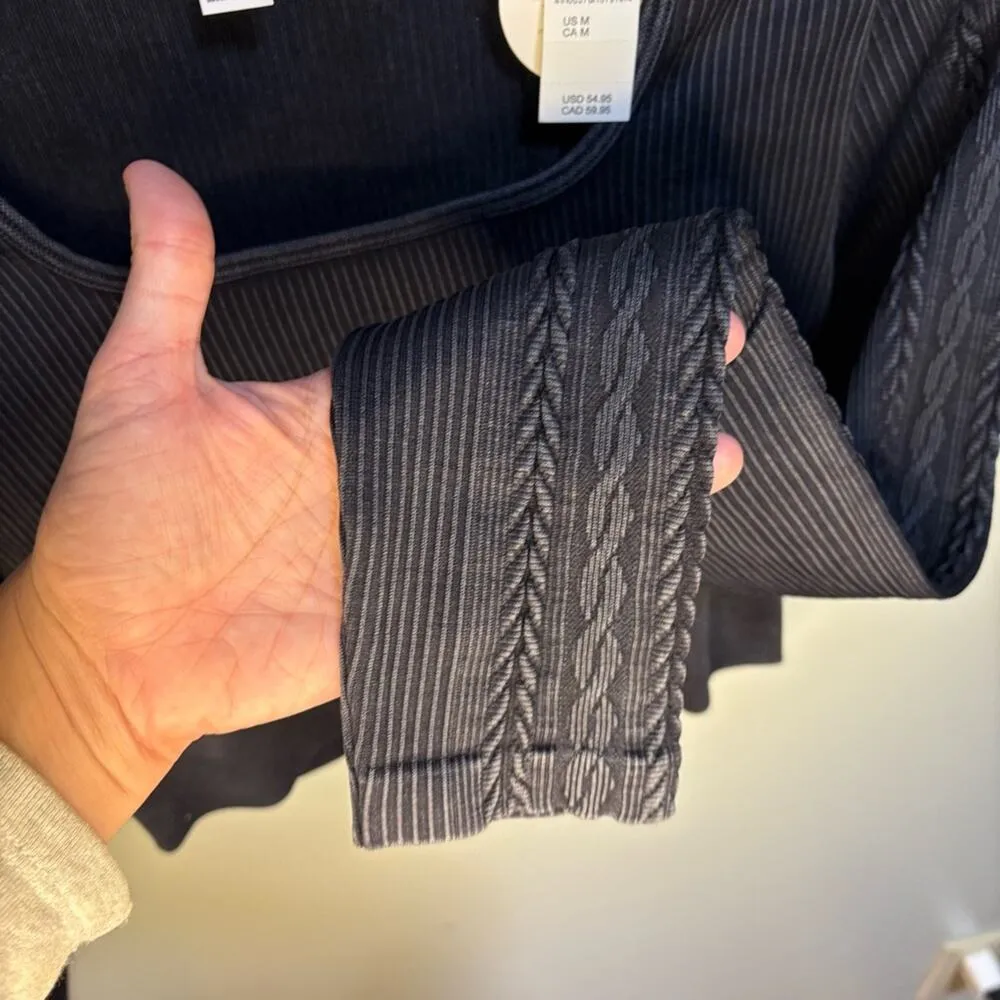 Offline by Aerie Black Ribbed Crop Medium Fitted Long Sleeve Contemporary Boho - Image 11