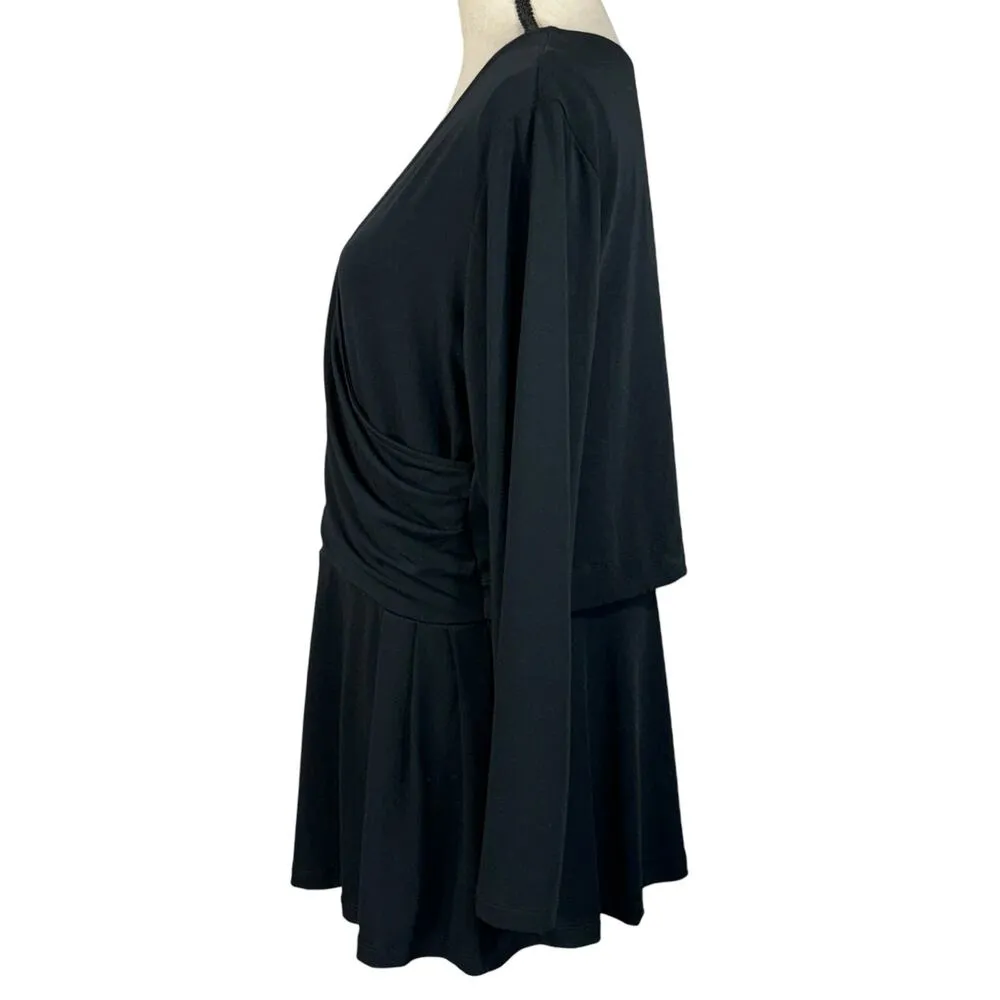 Betabrand XX-Large Pose Peplum Top Stretch Long Sleeve Surplice V-Neck Jet Black - Image 5