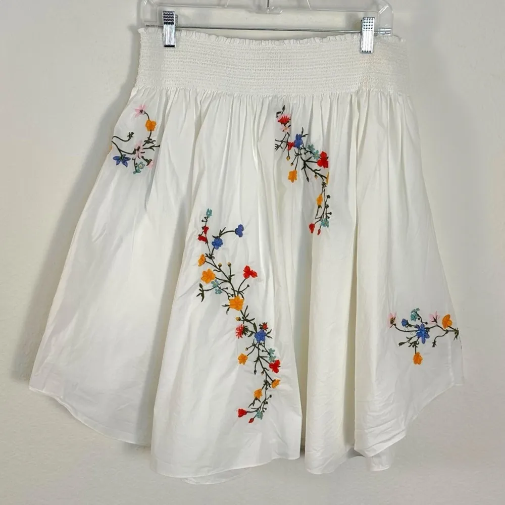 Tory Burch Cassie Floral Embroidered Skirt in White Delphi XL Bohemian Summer - Image 5