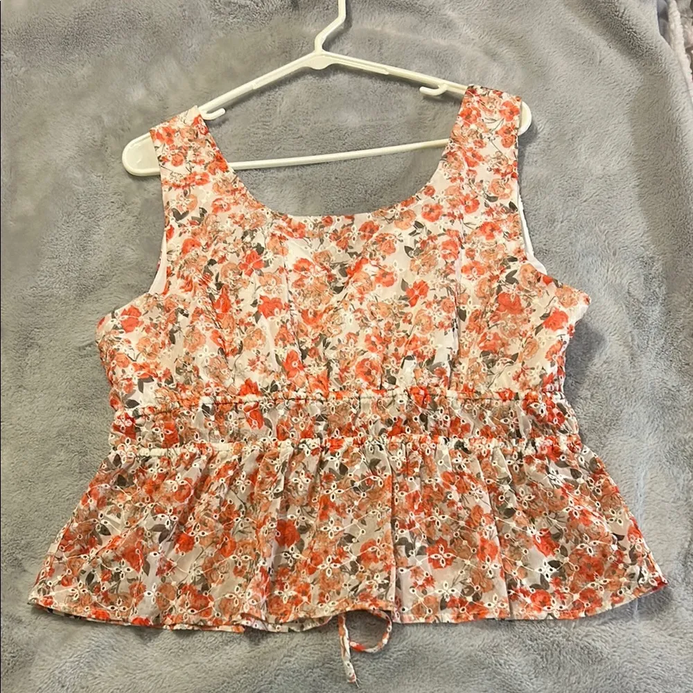 Versona Women’s Floral Sleeveless Top - Orange and White. NWOT Size Large - Image 2