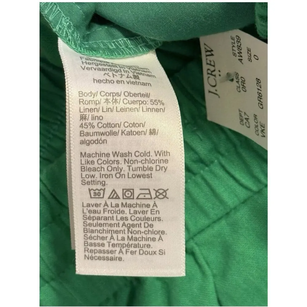 J.Crew Factory Linen Cotton Drawstring Pants 0 Green Casual Summer Beach - Image 7