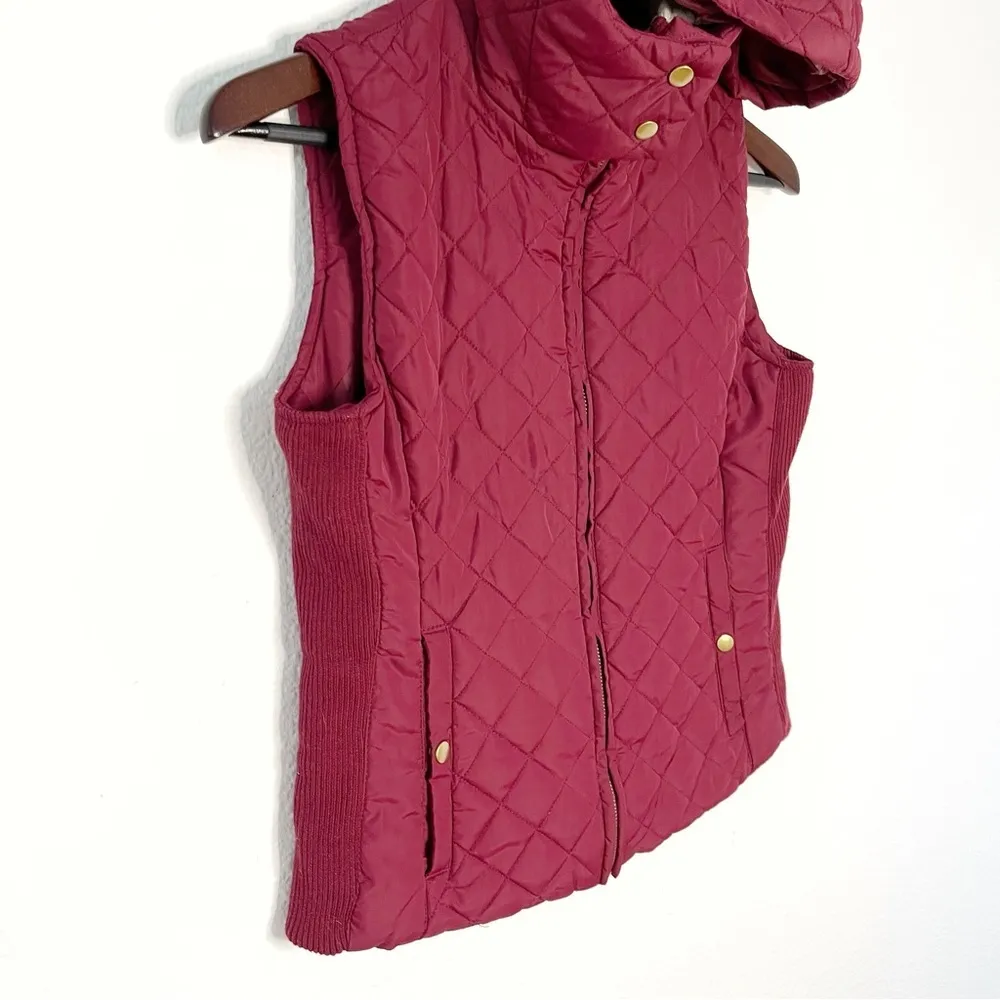 Active USA High Neck Quilted Zip Up Puffer hoodie Vest Jacket size S - Image 3