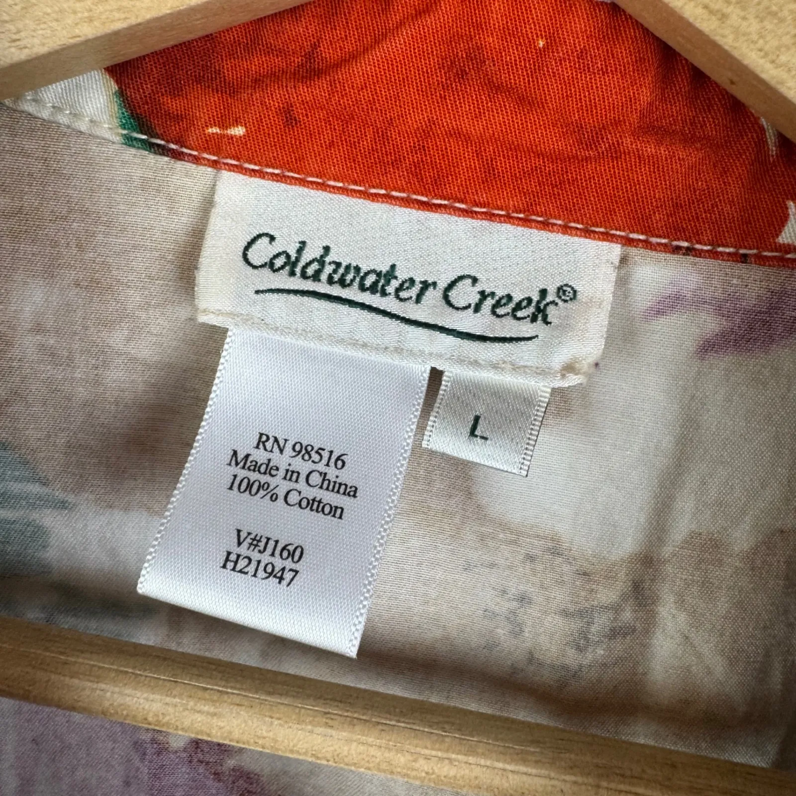 Coldwater Creek Floral Button Front Jacket Large Colorful Boho Cotton Artsy - Image 5