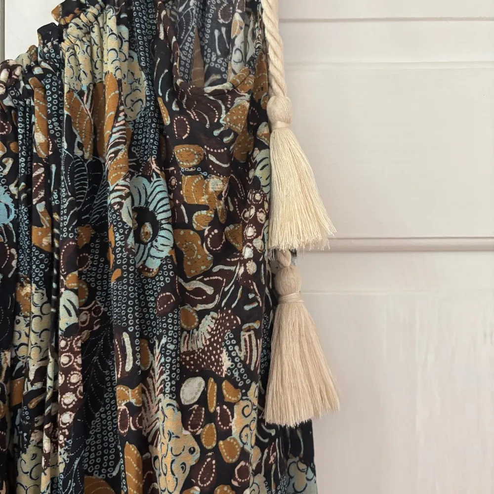 Ulla Johnson Cari Coverup Batik Size Large Maxi Dress Tassel Shoulder Ties Beach - Image 5