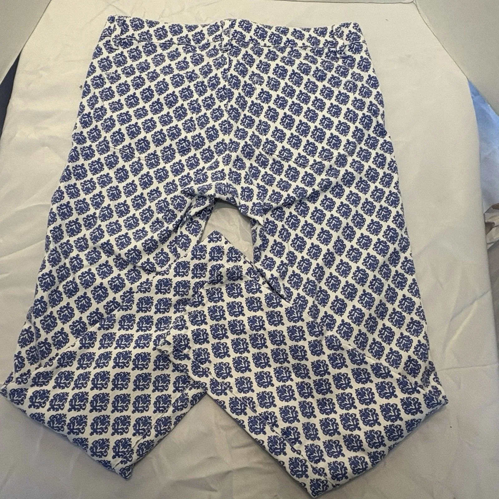 Vineyard Vines Gustavia White Blue Printed Mid Rise Skinny Ankle Jeans Size 4 - Image 6