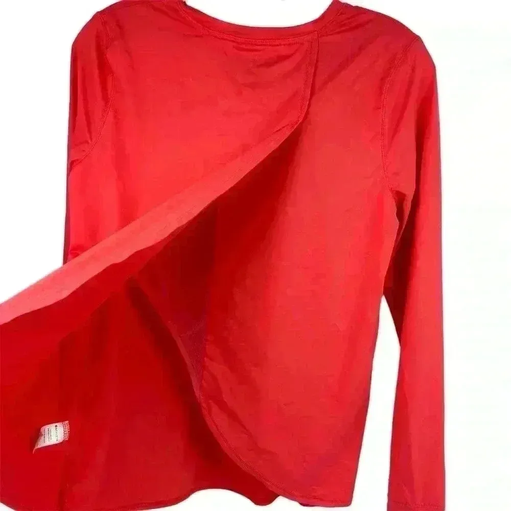 Athleta Sunlover UPF 50+Tulip Back Top Long Sleeve Crew Neck Top Pink Size S - Image 3