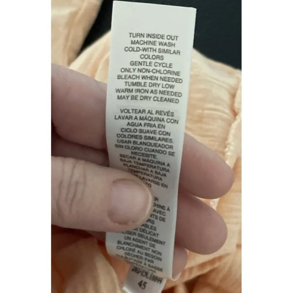 Chicos‎ 3 US XL Peach Silver Studs 3/4 Sleeve Cotton Top Blouse Pocket Beach - Image 9