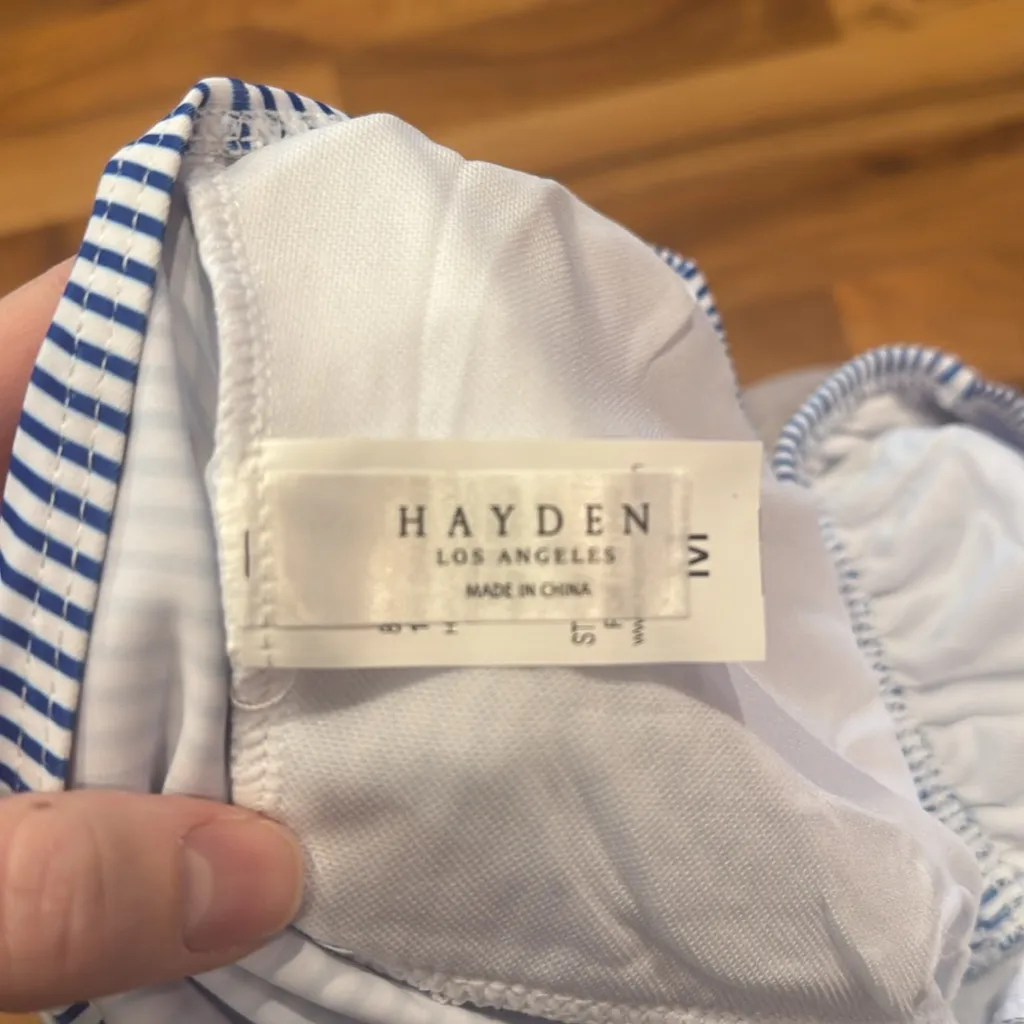 Hayden Los Angeles one piece stripe blue‎ and white swim MED NWT bathing suit - Image 4