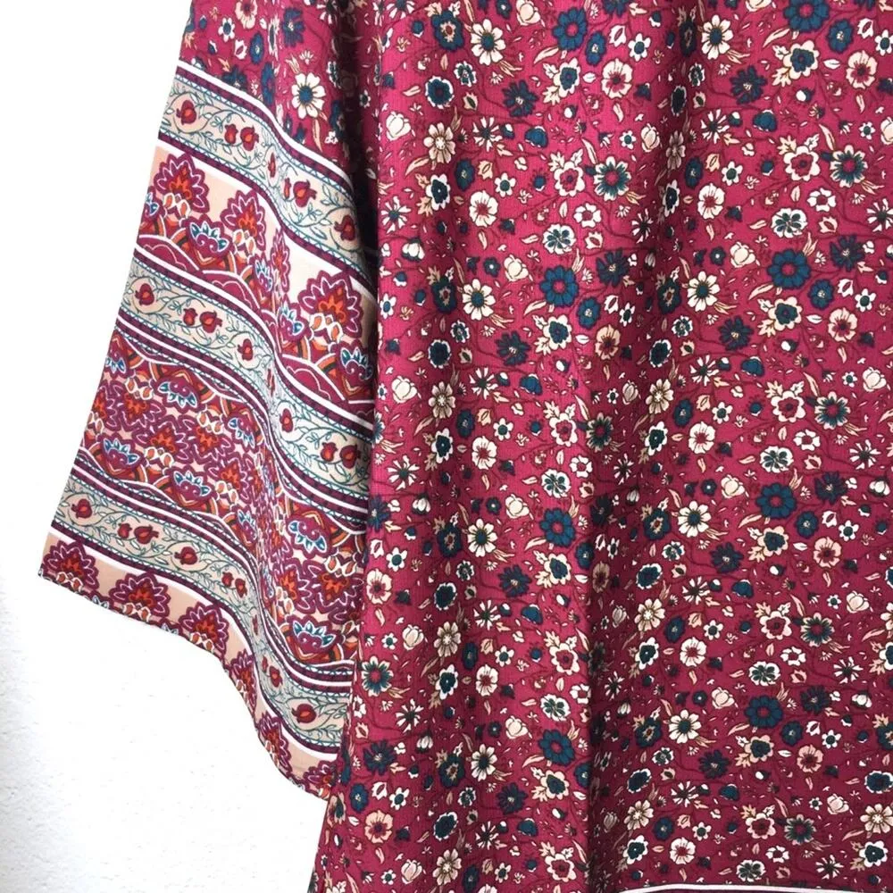 Skies Are Blue Floral Boho Cutout Back Dress Size XS - Image 3