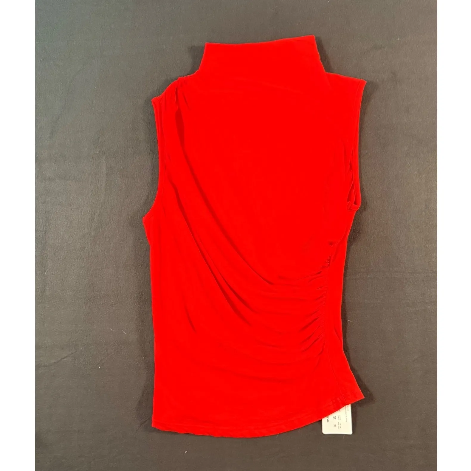 AVANOVA Red Sleeveless Turtleneck Ruched Bodycon Top Size S Viscose Elastane - Image 5