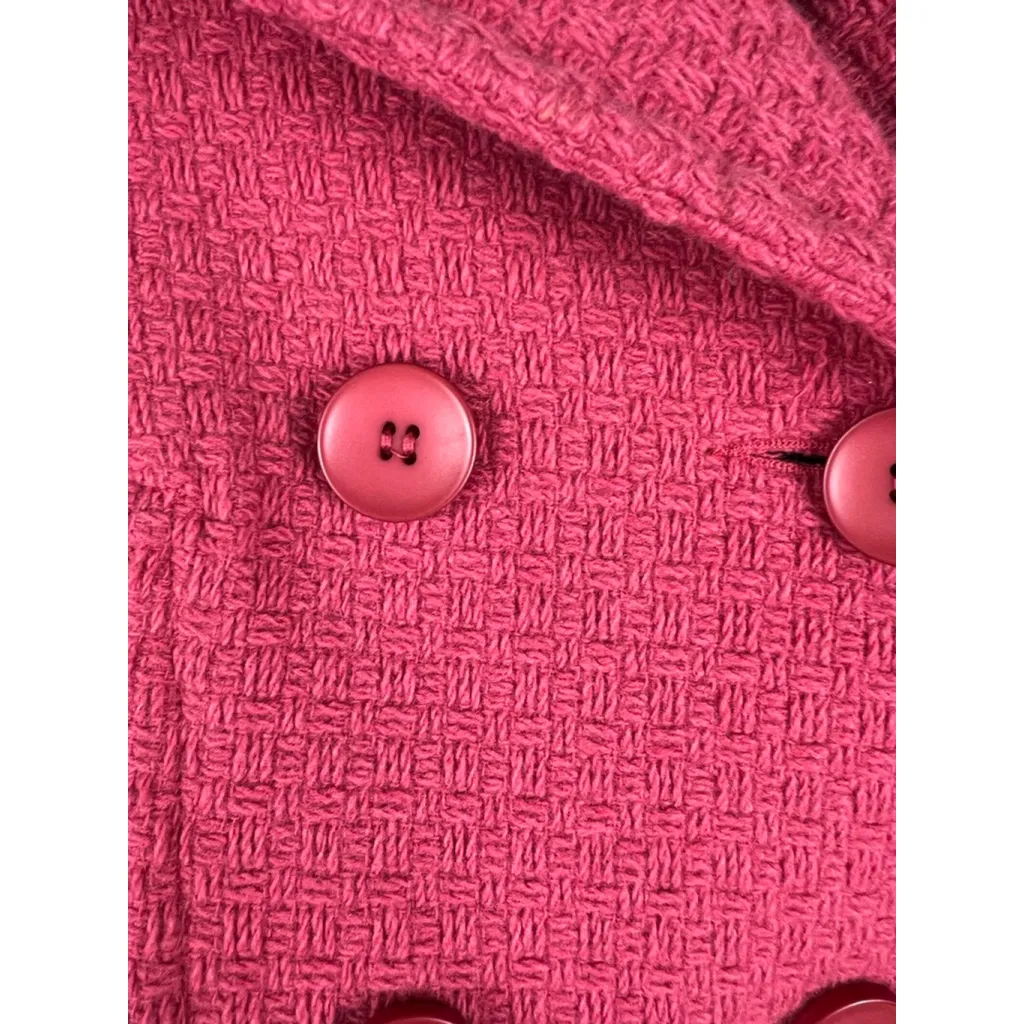 Moda International Wool Blend Double Breasted Peacoat Pink Textured Jacket Flora Size XL - Image 4