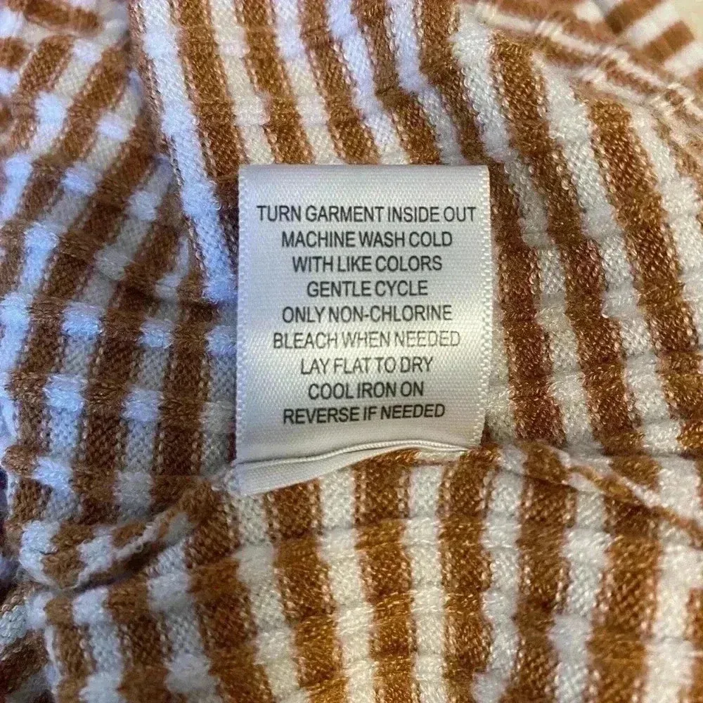 La Hearts Cropped long sleeve striped knit oversized cream burnt‎ orange sweater - Image 5