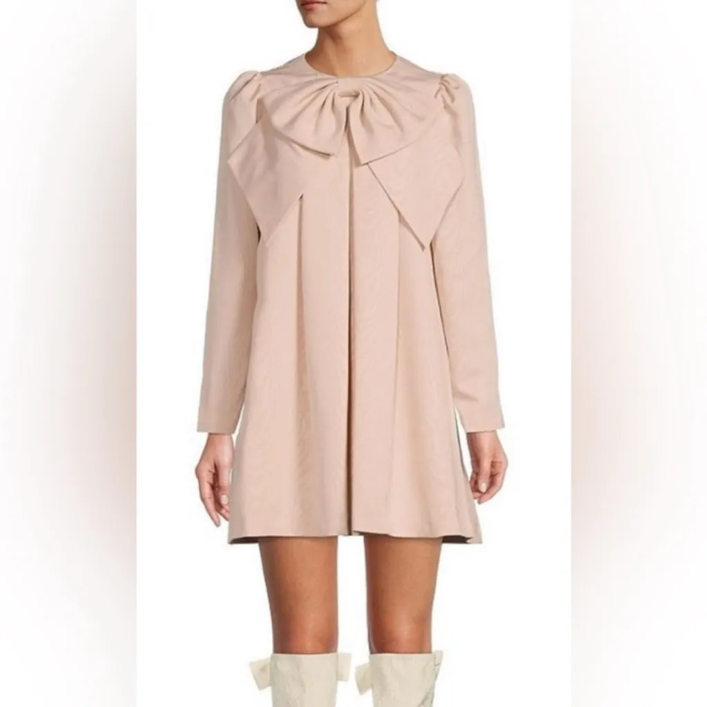 Antonio Melani x Nicola Bathie Emily Bow Moire long sleeve shift dress - Image 2
