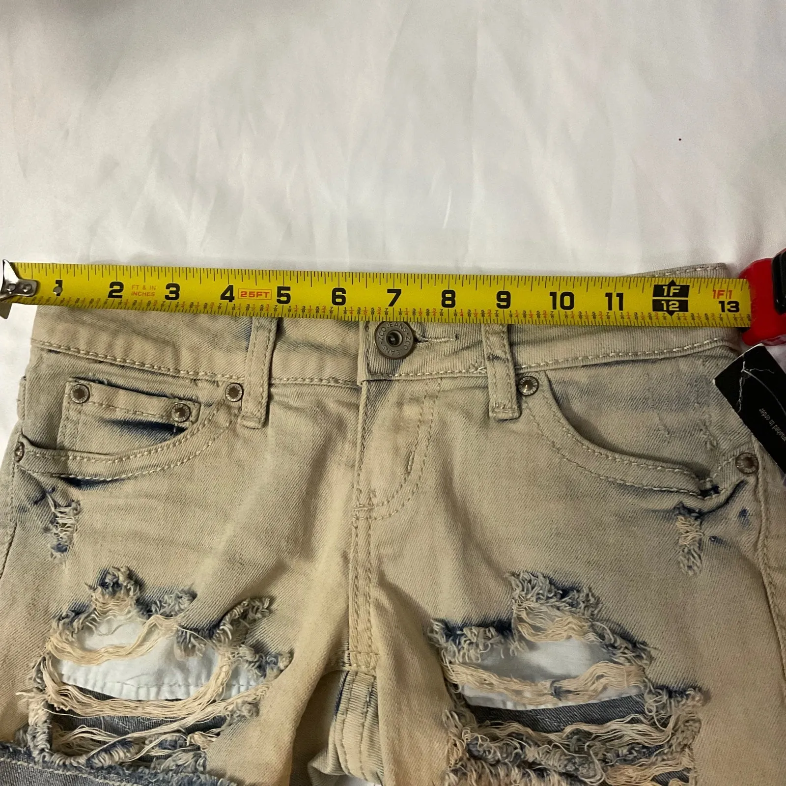 ZC0 Thrashed Bleach Destroy Roll Jean Shorts 0 Grunge Festival Y2K Punk Rocker Blue - Image 3