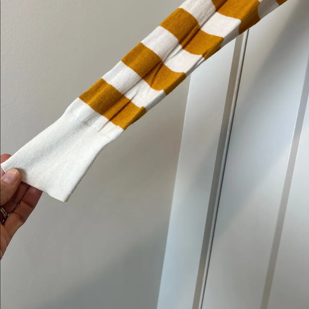 Market & Spruce Mustard and White Striped Knit lightweight sweater size large. - Image 4