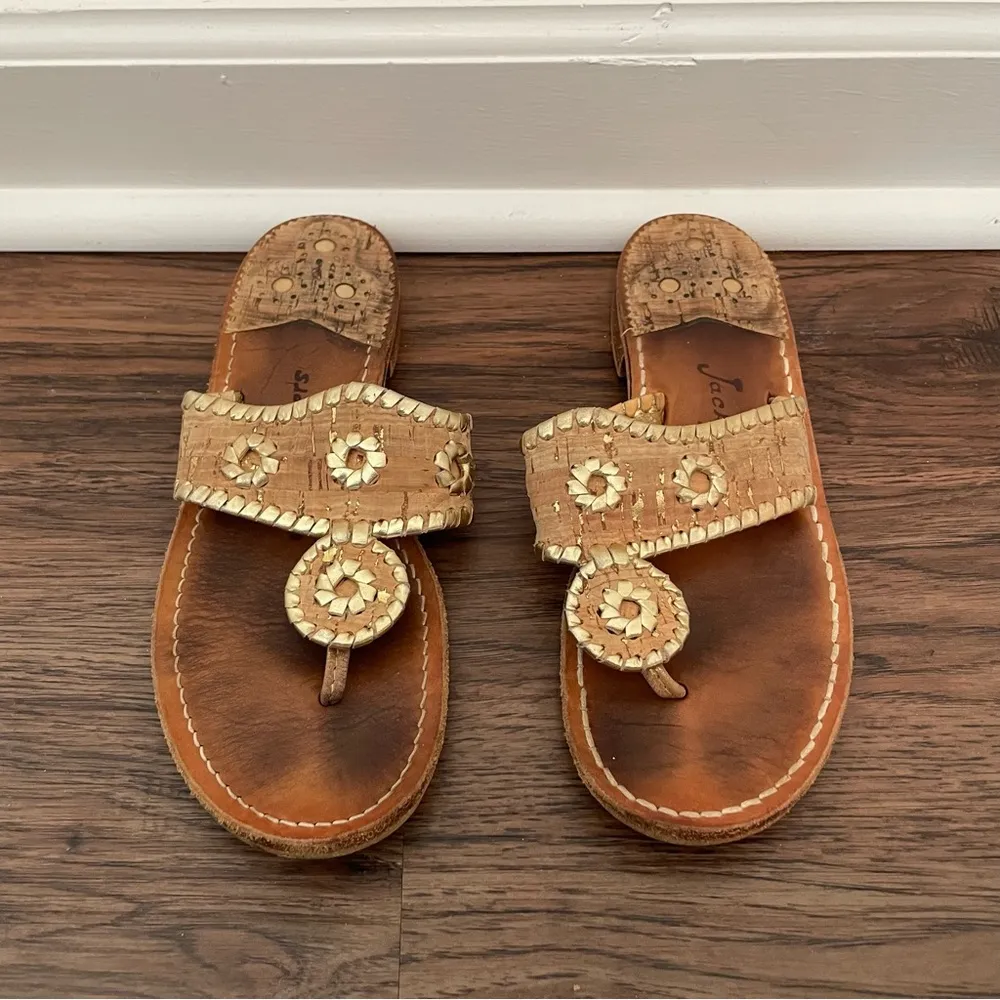 Jack Rogers  Jacks ll Cork Gold Thong Sandal Sz 7 - Image 5