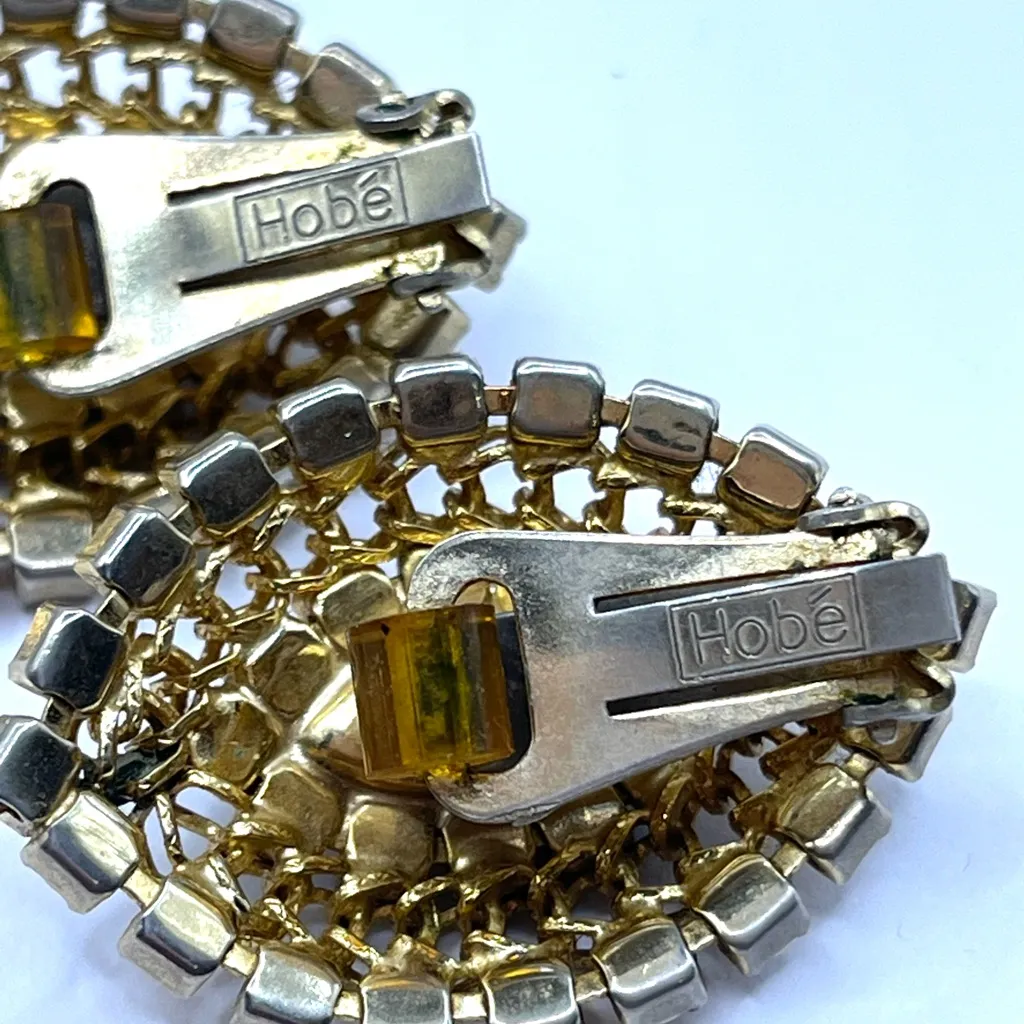 Vintage Hobe Elegant Gold and White Teardrop Earrings Large Chinky - Image 8