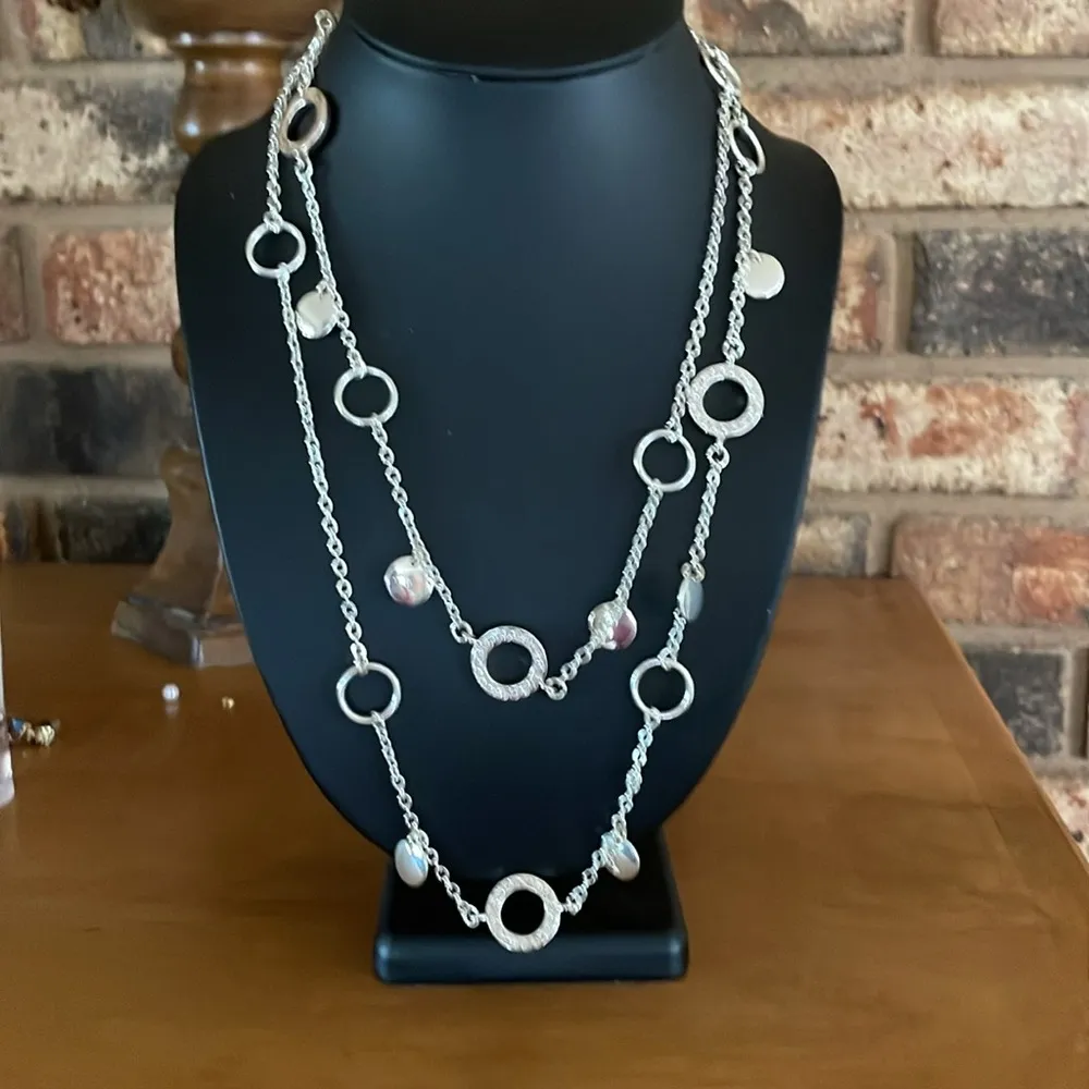 Daisy Fuentes 2 necklaces silver and gold tone with rhinestone accents - Image 5