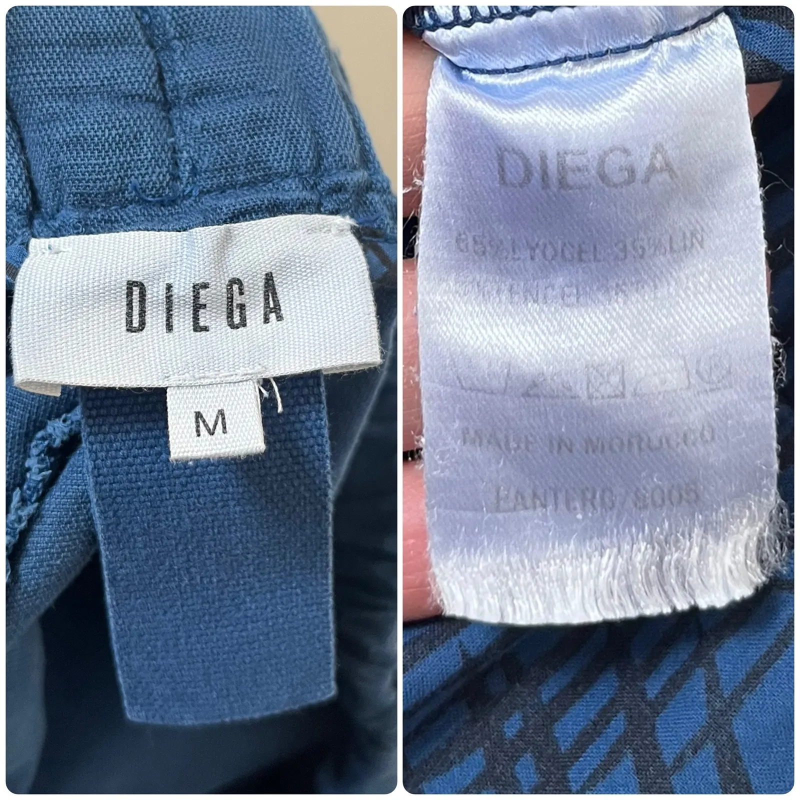 Diega Pantero Blue Linen Blend Pocket Pull On Elastic Waistband Pant Medium - Image 11