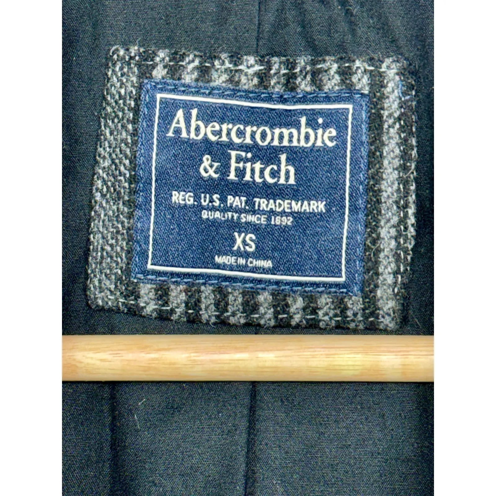 Abercrombie & Fitch Gray Black Wool Plaid Long Overcoat Pea Coat Jacket Women XS - Image 3