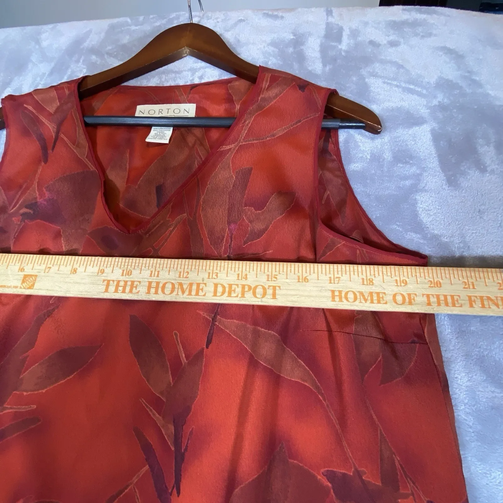 VTG Norton McNaughton Large Maxi Dress  90s Y2K Floral V-Neck Red Tropical Flowy - Image 8